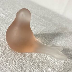 Vintage Pink Frosted Glass Bird Figurine Satin Glass Love Bird